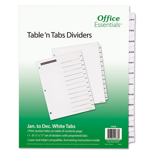 Table 'n Tabs Dividers, 12-Tab, Letter