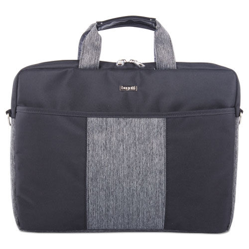 Slim Computer Briefcase, 15.5 x 1.75 x 11.5, Black/Gray