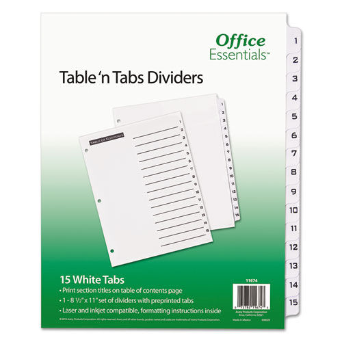 Table 'n Tabs Dividers, 15-Tab, Letter