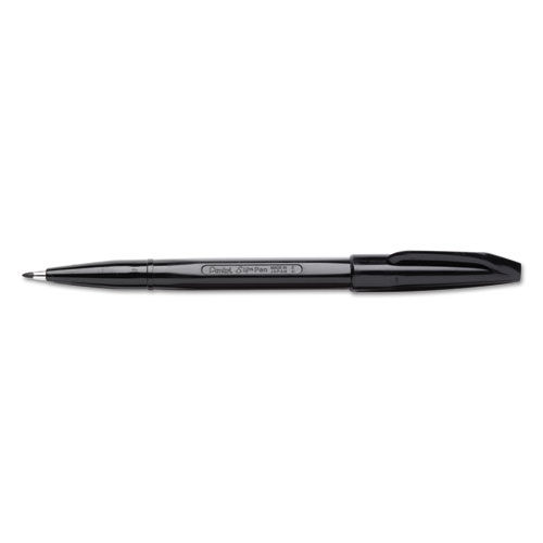 Sign Pen Fine Point Color Marker, Bullet Tip, .7mm, Black Barrel/Ink, Dozen