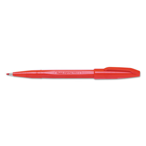 Sign Pen Fine Point Color Marker, Bullet Tip, .7mm, Red Barrel/Ink, Dozen