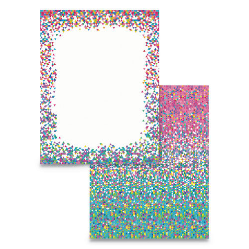 Pre-Printed Paper, 28 lb, 8 1/2 x 11, Multicolor, Confetti, 100 Sheets/RM