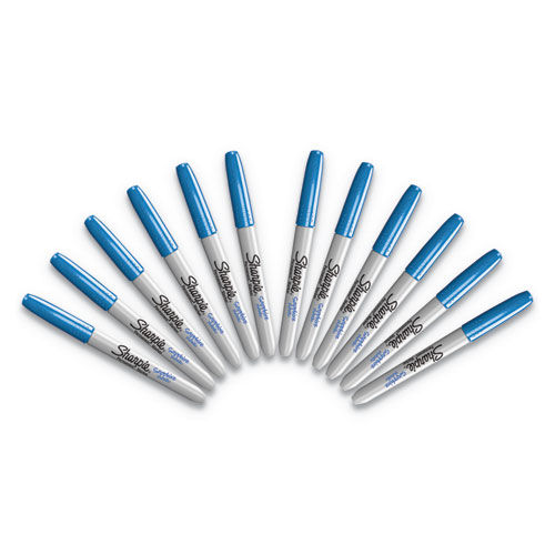 Metallic Fine Point Permanent Markers, Blue, Dozen