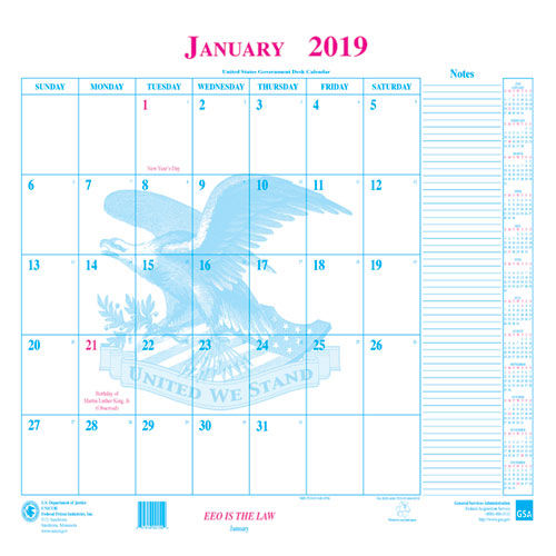 7510015453756, Calendar Blotter, 18 x 22, 2019