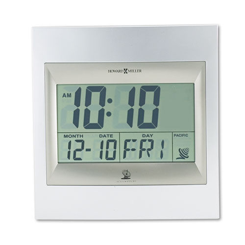 TechTime II Radio-Controlled LCD Wall/Table Alarm Clock, 8-3/4"W x 1"D x 9-1/4"H