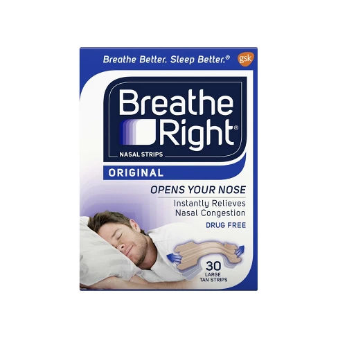 Breathe Right Original Tan Large Nasal Strips for Congestion  - 30ct