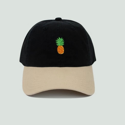 Men's Pineapple Dad Hat - Black One Size