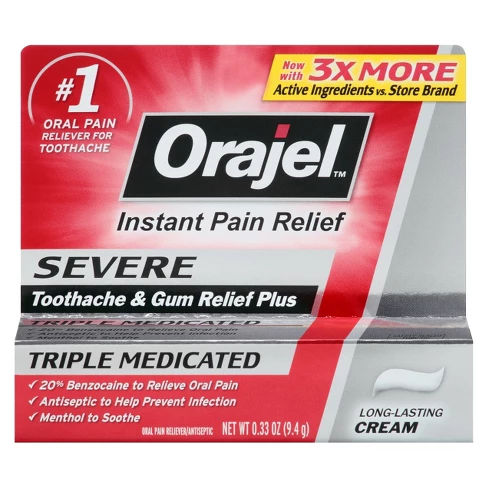 Orajel Severe Triple Medicated Toothache & Gum  Plus Cream -.33oz