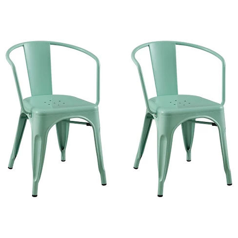 Buy Carlisle Metal Dining Chair Mint Green Set of 2 Online at