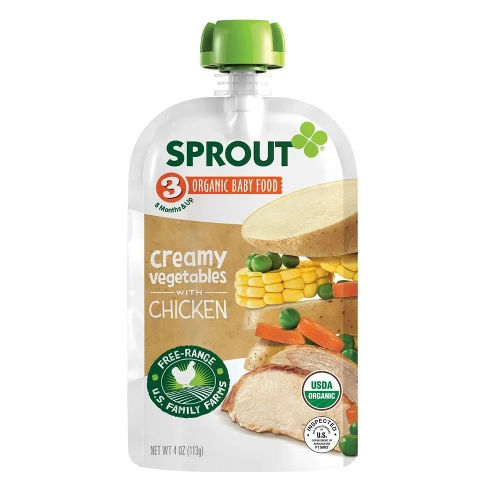 Sprout Baby Food Pouch 4.5oz Creamy Vegetables with Chicken