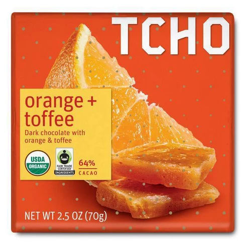 TCHO Orange + Toffee Dark Chocolate Bar - 2.5oz