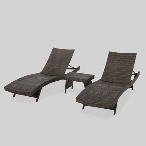 Thira 3pc Wicker Chaise Lounge Set Mocha - Christopher Knight Home