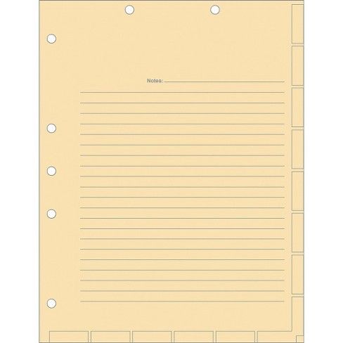 Tabbies 7-hole Manila Chart Divider Sheets - 8.5" Divider Width x 11" Divider Length - 7 Hole Punched - Manila Divider - 400 / Box