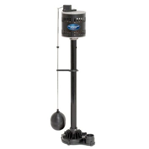 Superior Pump 92333 1/2 Horsepower Thermoplastic Steel Pedestal Sump Pump, Black