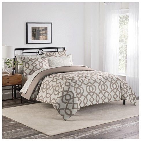 Taupe Trellis Anise Comforter Set 7pc - Simmons