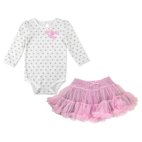 Baby Grand Signature Baby Girls' 2pc Tutu and Long Sleeve Bow Bodysuit Set - Pink 12M