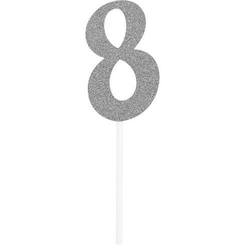 Silver Number Cake Topper