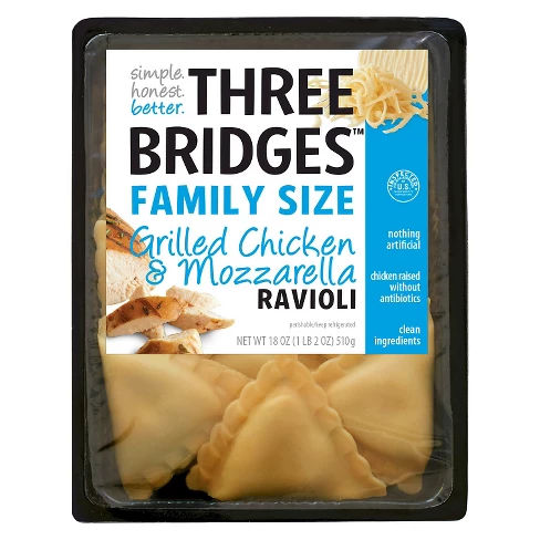 Three Bridges Grilled Chicken & Mozzarella Ravioli - 18oz