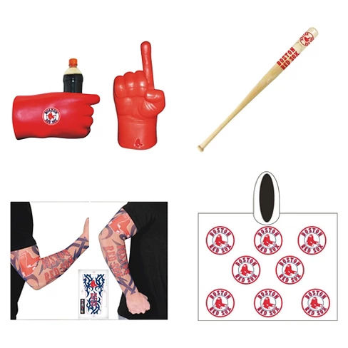 Boston Red Sox Coopersburg Sports® Game Day Fan Pack: Fan Fist Tattoo Sleeve Mini Bat & Poncho