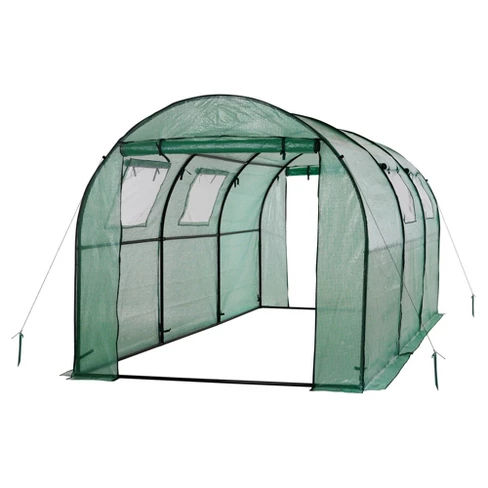 Two Door Walk - In Tunnel Greenhouse With Ventilation Windows And Steel Frame – 15' X 6' X 6' - Green - Ogrow