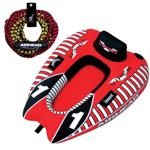 Airhead Viper 1 Single Rider Cockpit Inflatable Towable Tube W/ Tow Rope Ahtr-22