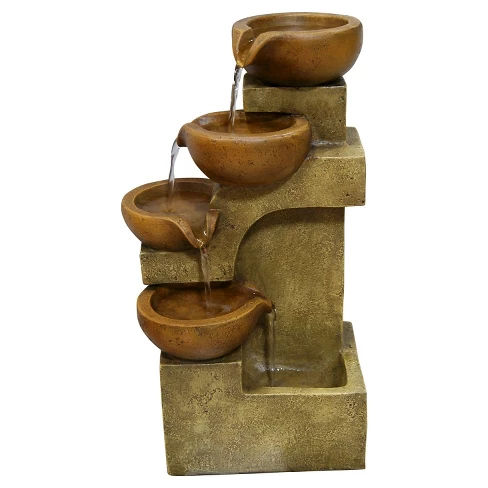 Alpine Corporation 16" Tiering Pots Tabletop Fountain - Light Brown
