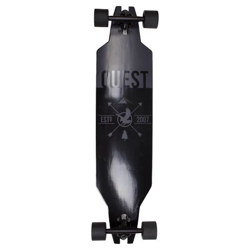 Quest® "Night Hawk" 36" Downhill Style Slot Through Longboard Skateboard - Black