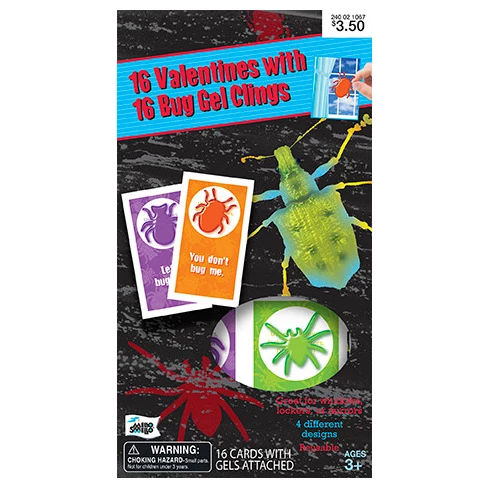16ct Bug Valentines with Gel Clings