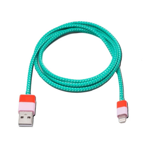 4ft Lightning Cable Woven Green/Pink - Ashley Mary