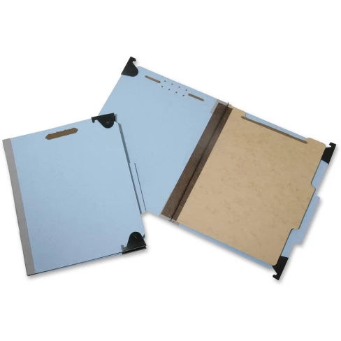 SKILCRAFT 1-Divider Hanging Classification Folders - Letter - 8 1/2" x 11" - 2/5 Tab Cut - 10 / Box - Light Blue