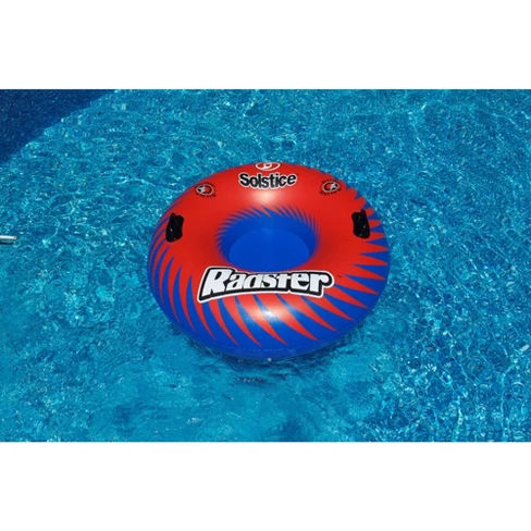 Solstice 39" Round Inflatable 1-Person Swimming Pool Tube with Handles - Red/Blue