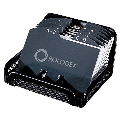 Rolodex Metal/Mesh Open Tray Business Card File Holder - Black