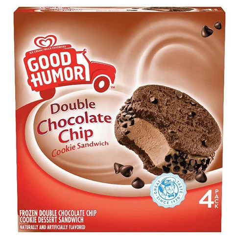 Good Humor™ Ice Cream & Frozen Desserts Double Chocolate Chip Cookie Sandwich 4 ct