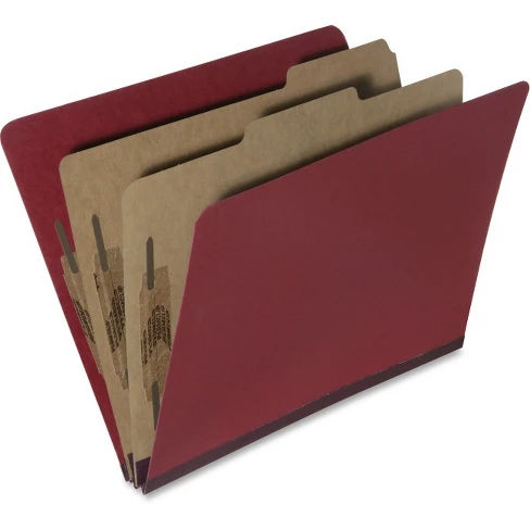 SKILCRAFT Pressboard Classification Folder - Letter - 8 1/2" x 11" - 10 / Box - Dark Red