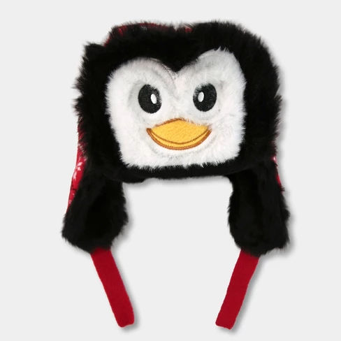 Kids' Penguin Trapper Hat - Red