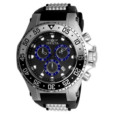 Men's Invicta 21830 Pro Diver Quartz Chronograph Black Dial Strap Watch - Black