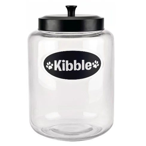 Housewares International 176 Oz Glass "Kibble" Pet Jar with Black Lid