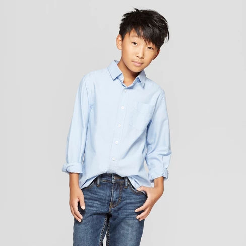 Boys' Long Sleeve Button-Down Shirt - Cat & Jack™ Blue