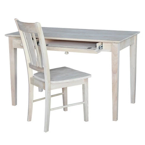 Desk with Chair Unfinished White - International Concepts