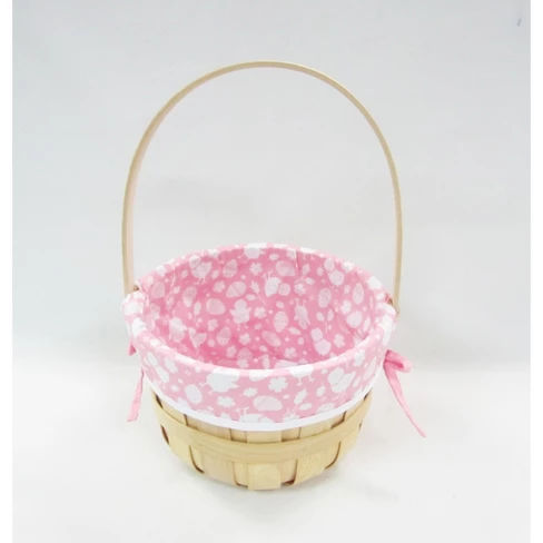 9" Chipwood Easter Basket with Pink Print Liner - Spritz™