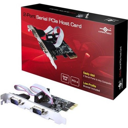 Vantec 2-Port Serial PCIe Host Card - 1 Pack - Low-profile Plug-in Card - PCI Express x1 - PC