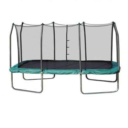 Skywalker Rectangle Trampoline with Enclosure - Green (14')