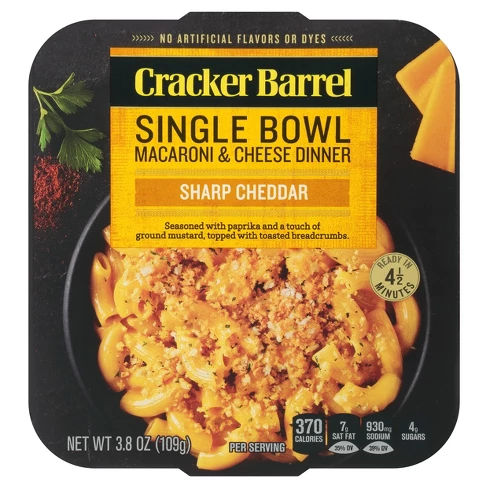 Cracker Barrel Single Bowl Mac & Cheese Sharp Cheddar - 3.8oz