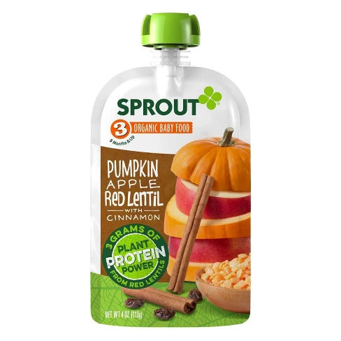 Sprout Baby Food, Pumpkin Apple Red Lentil with Cinnamon - 4oz