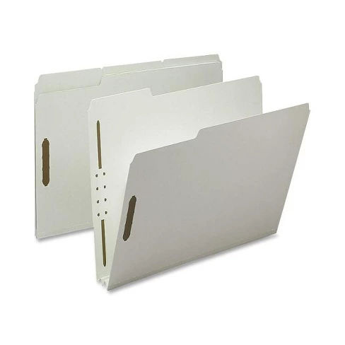 Nature Saver 1/3-cut Pressboard Fastener Folders - Letter - 8 1/2" x 11" - 1/3 Tab Cut - 25 / Box - Gray/Green