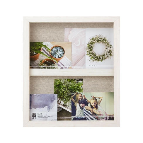 13"X15" Ledge Portrait Photo Display With Real Linen Backer White - Loft By Umbra