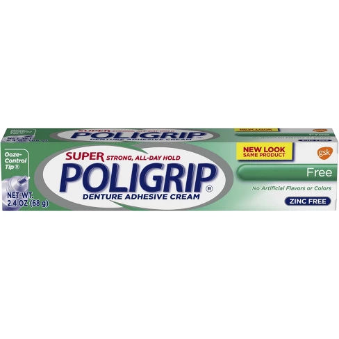 Poligrip Super Free Denture Adhesive Cream - 2.4oz