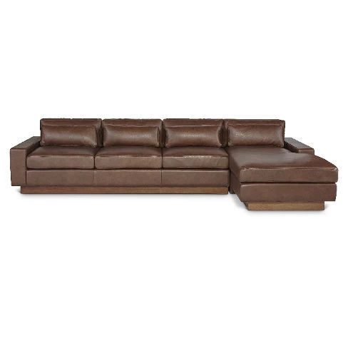 Dune Leather Right Facing Sectional Dark Chocolate - Firsthand Home