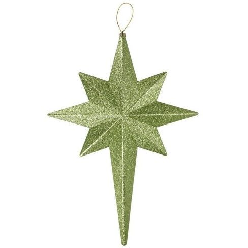 Christmas Central 20" Green Kiwi Glittered Bethlehem Star Shatterproof Christmas Ornament