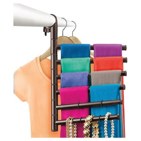 Lynk Hanging Pivoting f Rack and Accessory Holder - Closet Hanger Organizer Rack - Bronze